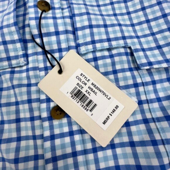 Peter Millar Performance Shirt XXL Blue Check Roll Tab Seaside Plaid Vented NWT - Picture 4 of 14